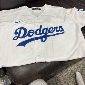 Nike White and Blue Dodgers Jersey